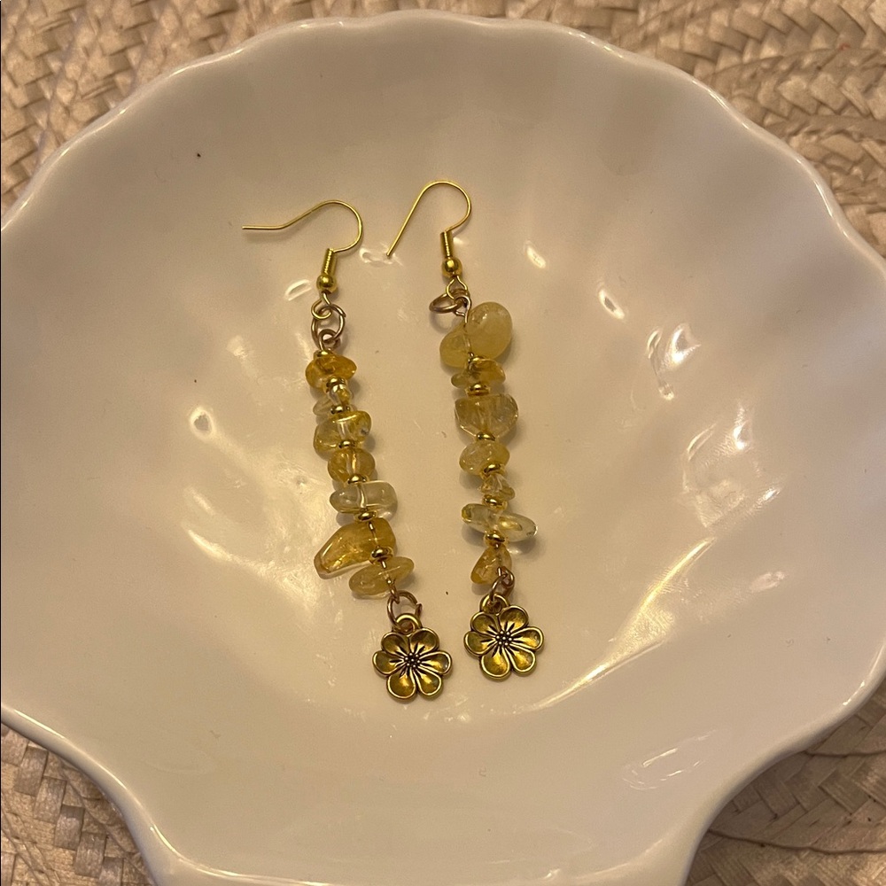 Gold Flower Charm Earrings